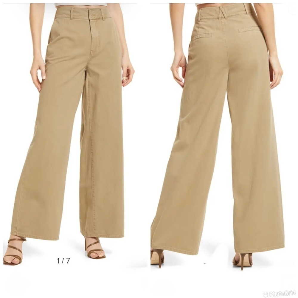 Good American Wide Leg Pants in Tan